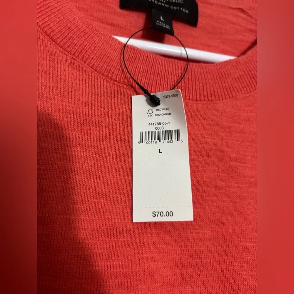 Banana Republic Sweater Mens Large Orange Organic Cotton Crewneck Pullover